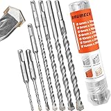 BAUBECK SDS Plus Bohrer Set für Beton [7tlg - Ø4-14 bis zu 210mm lang] - Langlebig und Robust aus 40CR Stahl für Präzise Ergebnisse - Bohrer Set Beton Schlagbohrer SDS Bohrer Stein Betonbohrer