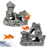 TOATELU Aquarium Deko Ornament: 2 Stück Aquarium Mountain View Höhle Mountain, View Moos, Aquarium Rock Cave Dekoration für Aquarium Garnelen Nest Shuttle Sucher Hippie Shelter