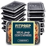 FITPREP® Original 1 Fach Meal Prep Boxen im praktischen10er Pack - inkl. Ebook Rezeptheft, Mikrowellengeeignet, Spülmaschinenfest Wiederverwendbar - Luftdichter Deckelverschluss, BPA Frei