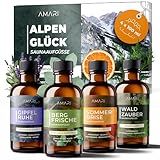 Amari ® Saunaaufguss Set Alpenglück – natürliche Saunadüfte mit Bio-Ethanol – Naturreine Ätherische Öle – Aufgussmittel, Sauna, Saunaöl, Duftöl
