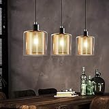 ZMH Pendelleuchte Esstisch Hängelampe Vintage Retro - Schwarzgold Hängeleuchte 3 Flammige E14 Esstischlampe aus Glas und Metall Esszimmerlampe Wohnzimmer (Leuchtmittel inkl.)