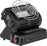 SMH LINE® 2in1 Tragbare Gasheizung Camping Gasstrahler Heizung Outdoor Zelten Wohnwagen 1.3 KW Brenner Kocher + Butan Gas Gaskartuschen Keramik LPG (Gasheizung)