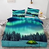 MARBRE 3D Bettwäsche Aurora 135x200 cm 2teilig 100% Mikrofaser Kinderbettwäsche Landschaft Wendebettwäsche mit Reißverschluss Bettwäsche-Sets mit Kissenbezüge 80x80(Image 38-6)