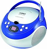 Emerson EPB-3000-BLUE Tragbarer CD-Player mit AM/FM-Stereo-Radio, Blau