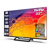 TuTu 32 Zoll TV Fernseher (80cm) LED HD Ready Dolby Audio Triple Tuner (DVB-T/T2-C-S/S2) HDMI USB-Media Player CI/CI+ Hotelmodus Randlos Mittelbasis(2024)