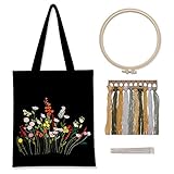 Gigicloud Stickpackung aus Segeltuch, Kreuzstich-Set für Erwachsene, Stickerei-Starter-Set mit Sticktasche mit Blumenmuster, Stickrahmen, Farbfäden und Werkzeug