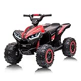 12 V Elektrisches Quad für Kinder, Elektroauto Kinder ATV mit Musik, Hupe, LED-Scheinwerfer, 83 x 53 x 56 cm, für Kinder 3-8 Jahre (Rot)