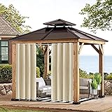 Outdoor Vorhang Wetterfest mit Ösen, Blickdicht Wasserdicht Outdoor Gardine 1 Stück für Garten Terrasse Pavillon Veranda Balkon, Beige B132XH244cm