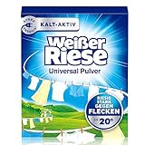 Weißer Riese Universal Pulver (90 Waschladungen), Vollwaschmittel riesig stark gegen Flecken, Kalt-Aktiv schon ab 20° C, ergiebiges Waschpulver, ideal für Familien mit Kindern