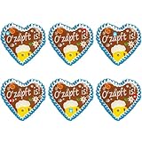 iZoeL 6 STK Oktoberfest LED Anstecker Pin, O'Zapft is'' im Lebkuchenherzen Design Oktoberfest Deko Accessories Damen Herren für Oktoberfest Fasching Geburtstag Firmenfeier Junggesellenabschied