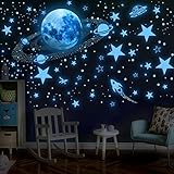 Wandsticker selbstklebend Leuchtsticker, trounistro 1134 Stück Sterne und Mond Sternenhimmel Aufkleber Aufkleber Leuchtsticker fürs Kinderzimmer, Wandsticker für Mädchen und Jungen, Kinder-Blau