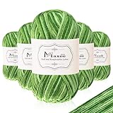 Maxee 250g(5x50g) Baumwollgarn Farbverlauf, Häkelgarn Mehrfarbiger, Wolle zum Häkeln, Sockenwolle zum Stricken, Baumwolle Garn zum Häkeln von Socken, Mützen, Schals, Pullovern (Grün)-1