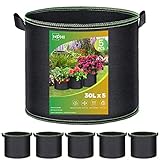 iophi 5X Pflanzsack Pflanzentasche 30 Liter aus Vliesstoff, Pflanzsäcke für Dauerbepflanzung, Wiederverwendbarer Kartoffelsack, Pflanztopf für Tomaten Balkon, Kartoffeln, Blumen, Pflanzen, Gemüse