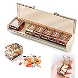 Tablettenbox 7 Tage, Medikamentenbox mit 7 Unterteilten Fächern, Medizin Vitamin Halter Container, Kompakt, für Medikamente, Fischöl, Vitamine und Nahrungsergänzungsmittel—Weiß