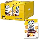 TUC Mini Bake Rolls Barbecue 8 x 150g I Knusprige Brotchips I Knabbergebäck Chips Großpackung
