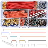 840 Stück Breadboard Jumper Wire Set, Elektronik Steckbrett Steckbrücken Drahtbrücken Set, Jumper Kabel Drähte Kit Male zu Male 14 Verschiedene Längen Sortiert, mit Kunststoffclips