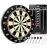 Wakefa Dartscheibe Dartboard Top Grade Sisal Durchmesser 45 cm mit Wandhalterung, inkl. Dartpfeile Dartpfeile 6 Stück mit Scoreboard