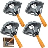 4 Stück Winkelspanner 90 Grad, Aluminium-Legierung Eckspanner, Mit Swing Kiefer, Single Handle, Winkelzwinge für Holzbearbeitung, Engineering Holzbearbeitung Fotorahme (4 Stück)