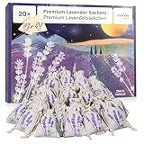 Lavendel Duftsäckchen Kleiderschrank: 20x Echter Lavendel getrocknet – Mottenschutz für Kleiderschrank – Duft für Kleiderschrank, Auto Duft und Raumduft – Schrank Duft – Inovida Stoff Lavendelsäckchen
