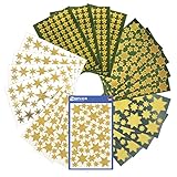 AVERY Zweckform 844 Aufkleber Weihnachten Sterne gold (Weihnachtssticker, Glitzer, Sternaufkleber gold, selbstklebende Weihnachtsdeko, Basteln, Geschenke, Karten, Tüten) 20 Bogen, 51000