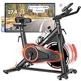 Heimtrainer Fahrrad mit App, Leises Hometrainer mit Verbessertem LCD-Monitor, Ergometer Spinning Bike Indoor mit Verstellbarem Widerstand, Fitnessbike bis 180KG für Kardio-Training zu Hause