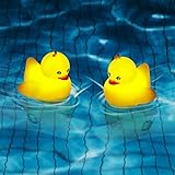Moxled 2023 Neueste Wiederaufladbar Schwimmende Poolbeleuchtung, Enten LED Poolbeleuchtung Wasserdicht, 2 Modi Nachtlicht für Pool, Schwimmbad, Teich, Party (2 Stück)