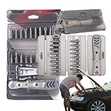 Magnetisches Schraubendreher-Set, 19-in-1-Schraubendreher-Multitool-Set, tragbarer, robuster Ratschen-Schraubendreher mit Multi-Bit-Stahl-Bits für Telefon, Computer, Uhr, Laptop
