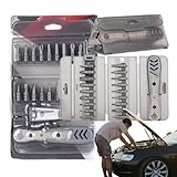 Magnetisches Schraubendreher-Set, 19-in-1-Schraubendreher-Multitool-Set, tragbarer, robuster Ratschen-Schraubendreher mit Multi-Bit-Stahl-Bits für Telefon, Computer, Uhr, Laptop