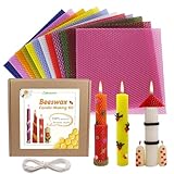 Zakouinn Bienenwachs-Kerzenherstellungsset für Kinder - 12 leuchtende Farben, Bienenwachsblätter zur Kerzenherstellung, Bienenwachskerzen-DIY-Kit für Erwachsene, 20 x 20 cm