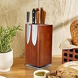 Messerblock Magnetisch, 360° Drehbarer Messerblock Ohne Messer, Holz, Magnet, 25x12cm