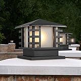 JKJZSALJ Ip44 Wasserdichte Landschaftssäulenleuchte Schwarzes Aluminium-Druckguss-Villa-Säulenweglaterne E27 Rasenquadratlampe Schwimmbadeingang Nachtbeleuchtung