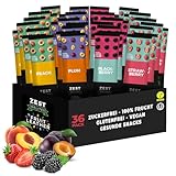 Zest Delites Fruchtriegel, Apple-Basiert Gesunde Snacks, Glutenfreie Süßigkeiten, Vegane Süßigkeiten Ohne Zusatz von Zucker, Low Calorie 25g x 36 Pfirsich, Pflaume, Brombeeren, Erdbeeren