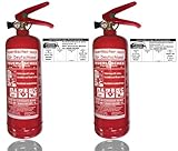 Brandengel 2 X 2kg Premium Autofeuerlöscher Pulverlöscher Feuerlöscher, LKW PKW Motorrad KFZ EN 3 Messingarmatur Manometer Halterung ABC 4LE (Mit Prüfnachweis u. Jahresmarke)