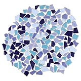 Artibetter Gebrochen Mosaik Fliesen Mosaikfliesen Keramik Unregelmäßig Mosaikstein Bunt Mosaikstücke für DIY Basteln Wand Blumentopf Vasen Bilderrahmen Spiegel Deko 200g Blau Gemischte Mosaik