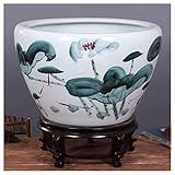 Pflanzkästen, Blumentopf aus Keramik für den Außenbereich, Seerosenbehälter, Schüssel, Lotus-Blumentopf, extragroß, für Innenhof, Balkon, Wasserbehälter, Ornamente, Heimdekoration, Ornamente, Pflanzt
