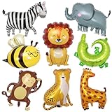XXL Folienballon Tiere, 8 Stück Luftballons Tiere, Folienballons Tiere Formen, Dschungel Waldtiere Ballons Kindergeburtstag, Helium Ballons Tier für Junge Mädchen Geburtstag Party Dekoration