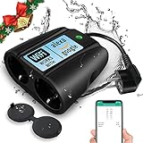 WLAN Steckdose Outdoor 4000W 16A Smart Steckdose Outdoor Wasserdicht Außensteckdose Gartensteckdose mit 2 Ausgänge Wasserdicht IP44 kompatibel mit Amazon Alexa/Google Assistant/IFTTT Smart Life APP