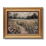 ARPEOTCY Vintage Goldener Rahmen Wandbilder Wohnzimmer, Wanddeko mit Landschaftsmotiven, Leinwand Bilder Wandbilder für Wohnzimmer & Schlafzimmer, Wildflowers 25L x 20W cm