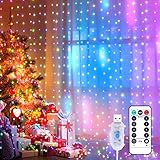 Yizhet Lichtervorhang 3x3m LED Lichterkette LED Lichterkettenvorhang mit 8 Modi, IP65 Wasserdicht Deko für Innenbeleuchtung, Partydekoration, Weihnachten, Valentinstag (300LED, Bunt)