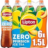 LIPTON ICE TEA Zero Peach – Zuckerfreier Eistee mit Pfirsich Geschmack , EINWEG (6 x 1.5 l)