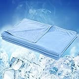 WONGS BEDDING Kühldecke Sommerdecke 2 in 1 doppelseitig mit Japanische Arc-Chill Q-Max 0,43 selbstkühlende Decke weiche Reisedecke leichte Sofadecke Wohndecke Blau 150x200cm