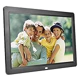 Digitaler Bilderrahmen, Full HD 12 Zoll 1280 * 800HD Display Foto/Musik/Video-Player Kalender Wecker automatischer EIN/aus Timer mit Fernbedienung, unterstützt USB-und SD-Karte(Black)