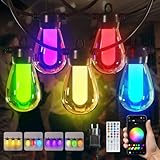 15M Lichterkette Außen/Inner Bunt Strom, mit 20 LEDs Glühbirnen，Dimmbar RGB lichterkette Outdoor Über 1000 Modi für Party Terrasse Biergarten Pavillon Balkon Garten Halloween Weihnachten（APP）