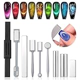 Saviland 9 Stück Nail Art Werkzeug Magnetstift Nagel-Kunst Magnet Stick für 3D Cat Eye Gel Nagellack Maniküre WerkzeugDoppelter Magnetische Stift Katze Eye Pen für Ideal Katzenaugen Magische Effekt