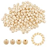 Uootach 200 Stück 20 mm Natürliche Runde Holzperlen, Perlen aus Lotusholz, Natürliche runde Holzperlen, Einfach zu fädelnde Schmuckarmbänder, Bastelarbeiten, dekorative Accessoires