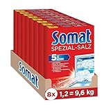 Somat Spezial-Salz (8x1,2 kg), Spülmaschinensalz für weiches Wasser, Wasserenthärter für die Spülmaschine wirkt gegen Kalk für glänzende Ergebnisse