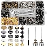VEGCOO 324 Stück Set Druckknopf und Befestigungswerkzeug, 15 mm 5 Farben Druckknöpfe aus Messing, Metall Druckknöpfe mit Fixierwerkzeug Kit für Ledermäntel, Jacken, Jeans und DIY-Kleidung