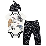 Star Wars C-3Po Darth Vader Chewbacca 3-teiliges Set für Neugeborene: Plüschanzug, Hose, Hut, Weiß/Schwarz