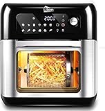 Heißluftfritteuse,10L Air fryer Fritteuse,Uten XXL Heißluft-ofen,12 in 1 Heissluftfritteuse mit digitalen LED-Display, 6 Zubehör & Rezeptbuch, Edelstahl,1500W
