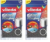 Vileda Glitzi Power INOX, Stahlschwamm gegen hartnäckige Verschmutzungen, länger haltbar, hygienische Reinigung, Härtegrad 3, 4er Pack